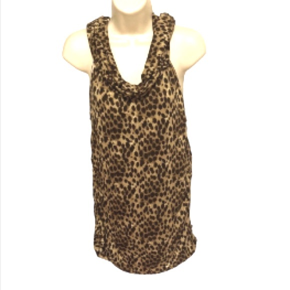 MICHAEL Michael Kors Cheetah Drapey Slinky Sleeveless Over Shoulder Tunic XL - Picture 2 of 15